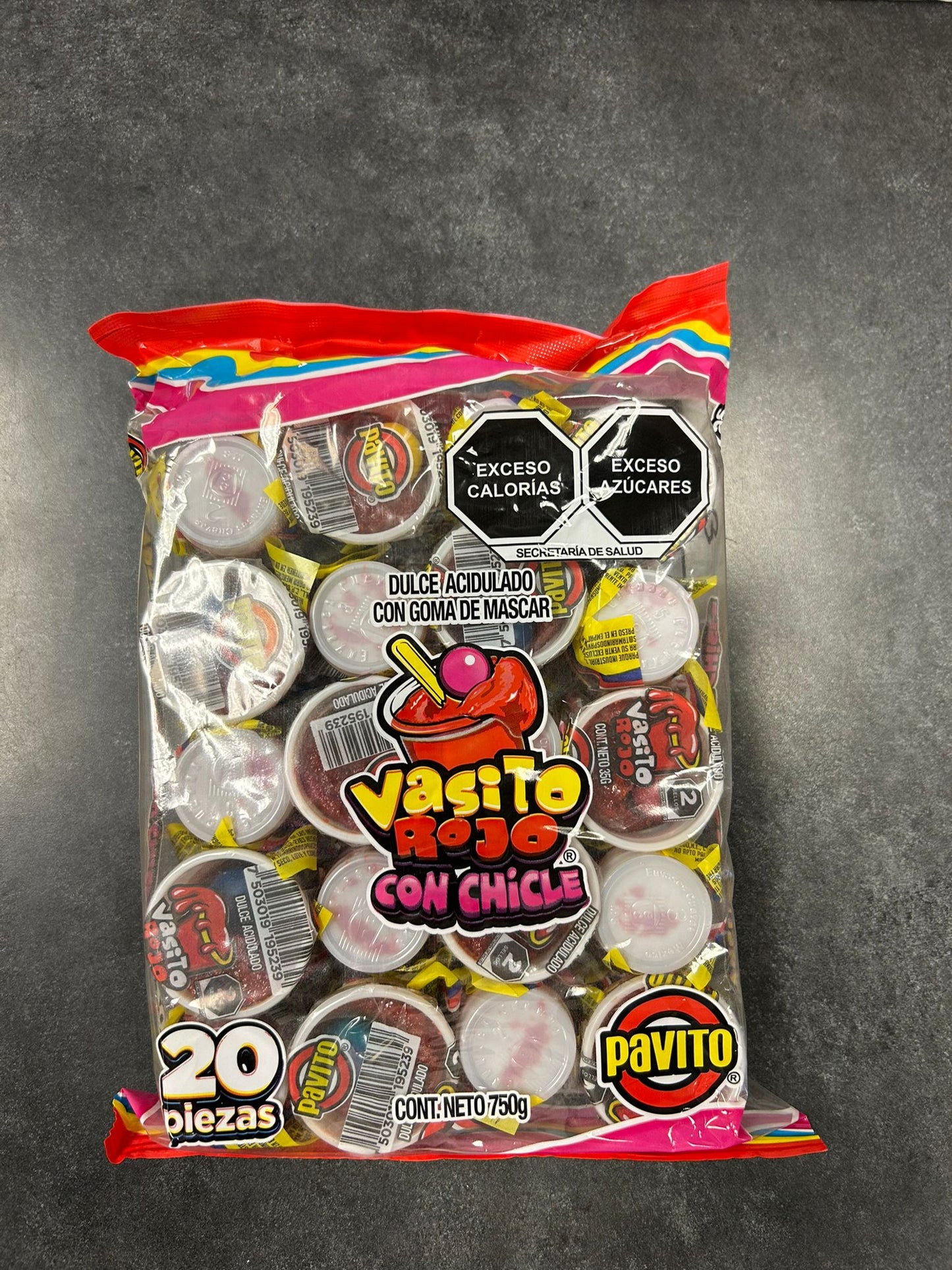 Pavito Vasito Rojo Con Chicle 20 Pzas