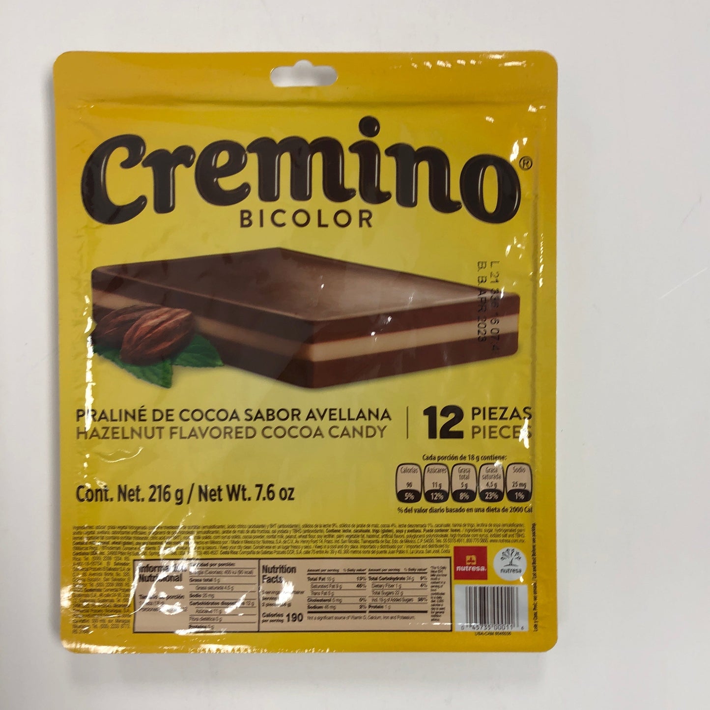 Nutresa Bicolor Cremino Avellana 24pz