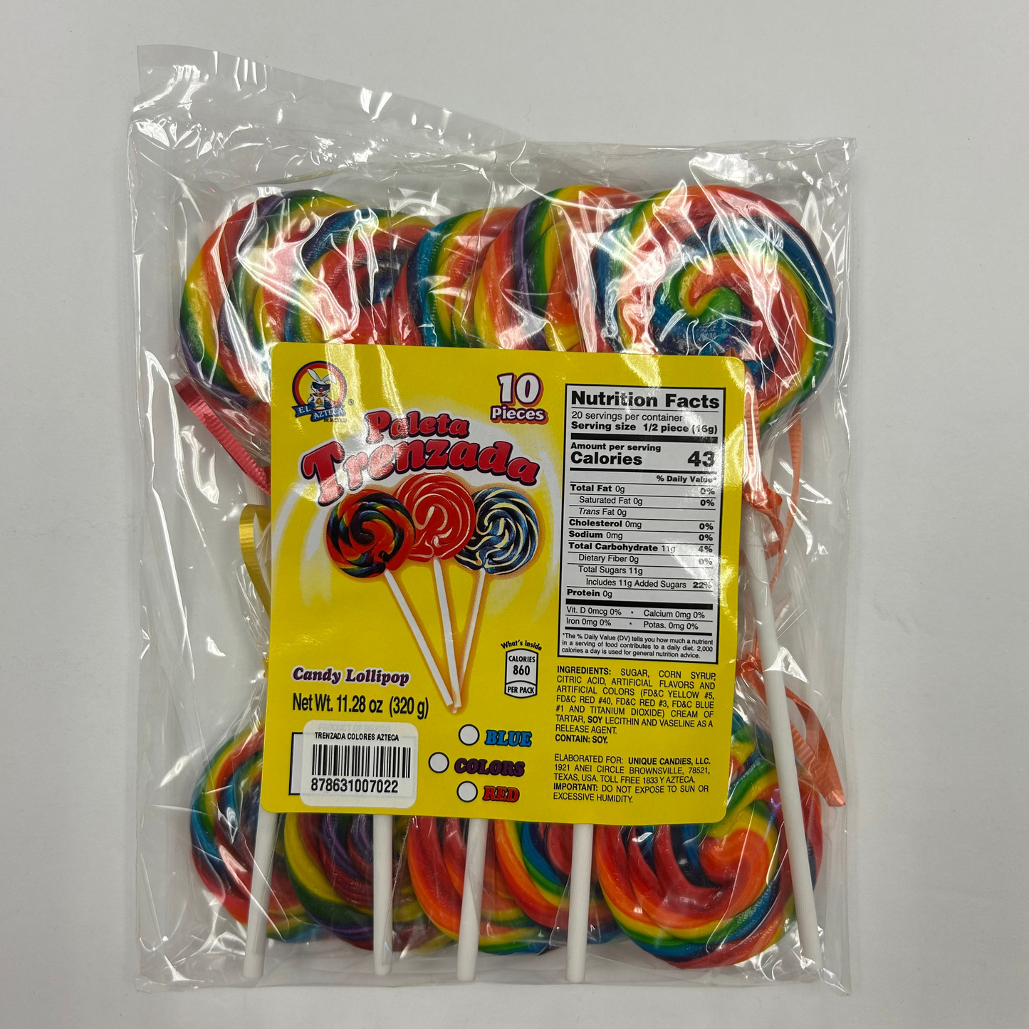 El Azteca Paleta Trenzada 10pz