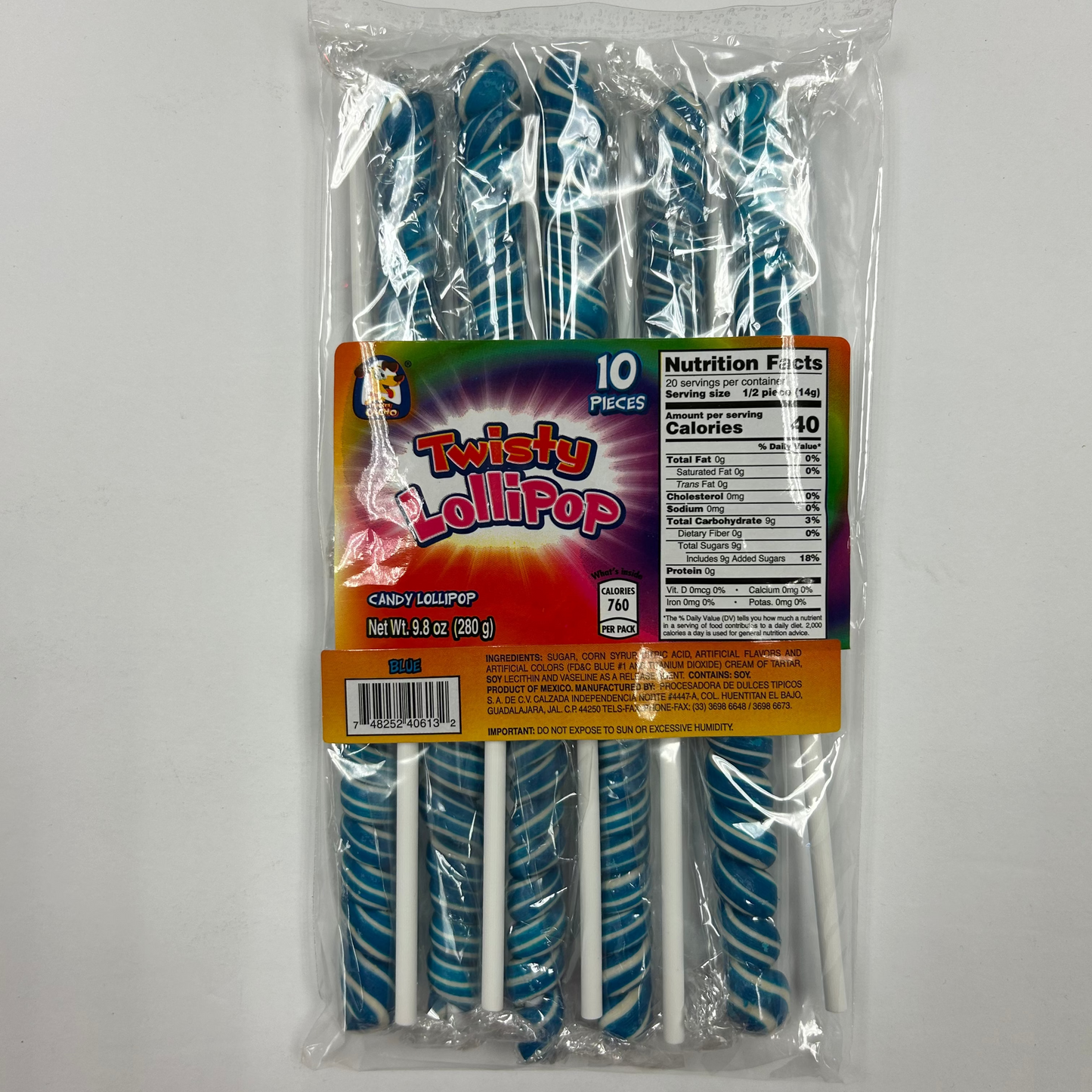 Cacho Tornillo Azul Twisty Lollipop 10pz