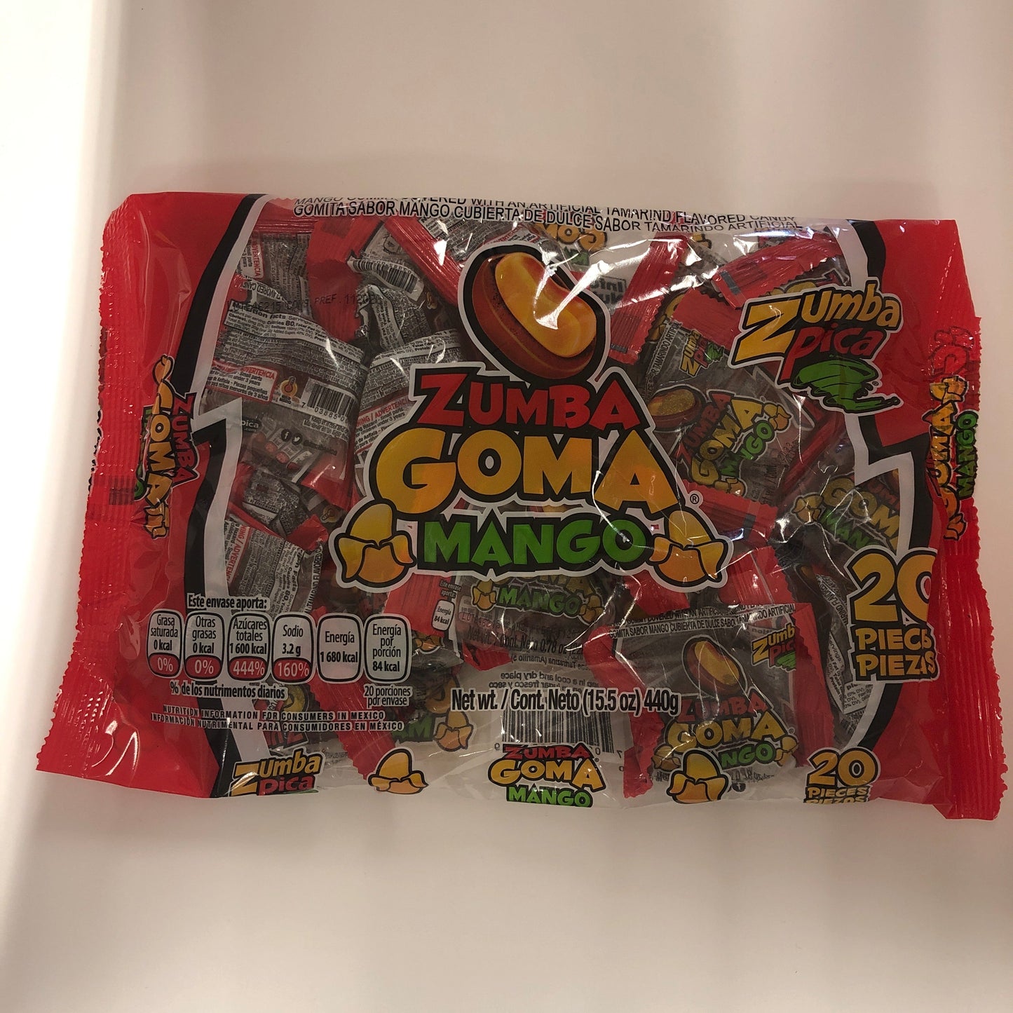 Zumba Pica Goma Mango 20pzas
