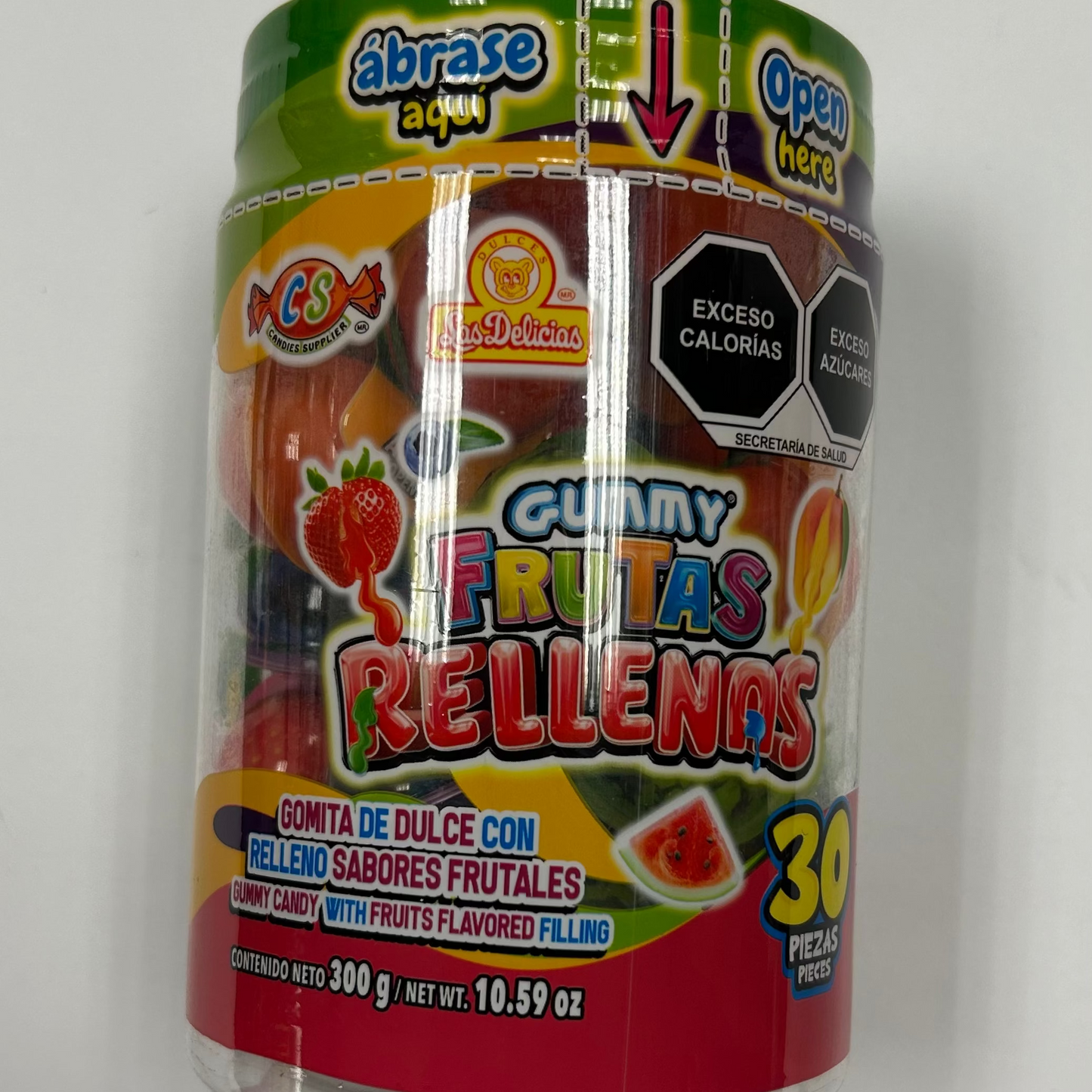 Las Delicias Gummy Frutas Rellenas 30pz